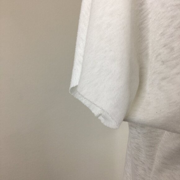 Rachel-RACHEL ROY Relaxed Fit White Ruching Rounded Hem Short Sleeve Shirt Top - Picture 6 of 9